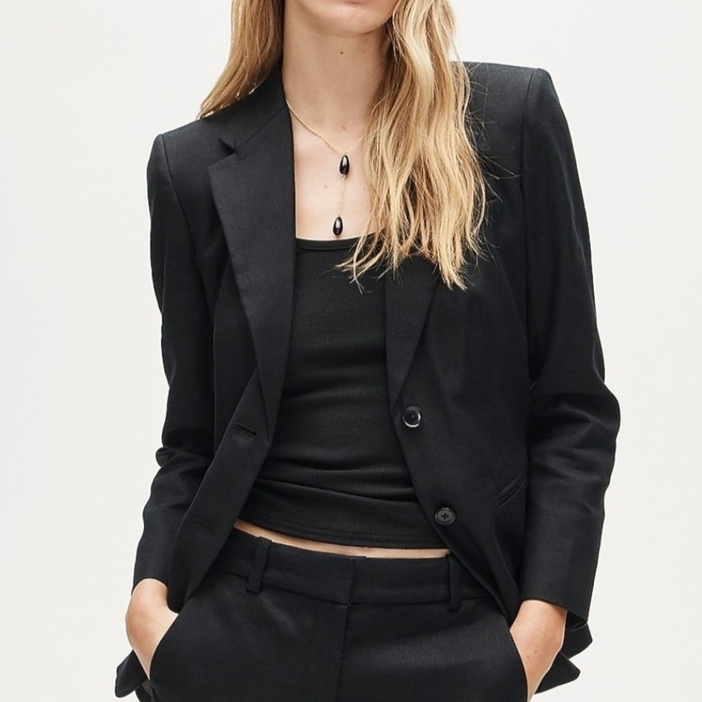 J Crew Alfie Blazer Jacket Gramercy Twill Black Lightweight Drapey Relax Small 4